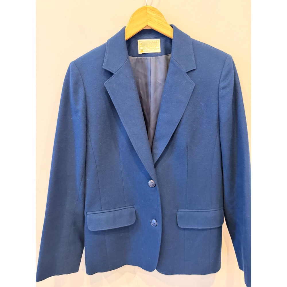 Vintage Pendleton Wool Blazer‎ Womens Blue USA Made Medium 8 10 Jacket